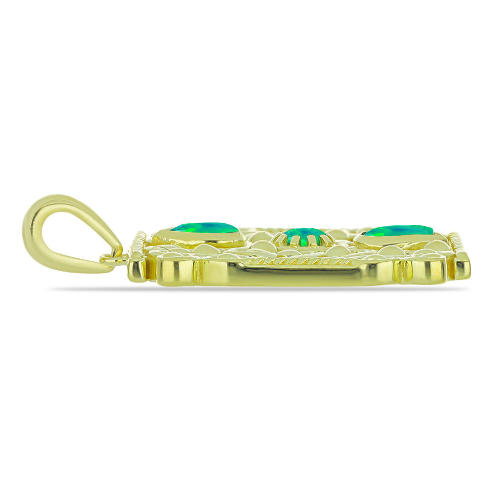 Pandantiv din Argint 925 Placat cu Aur ( 5.35 grame ) cu Opal Verde Etiopian Lega Dembi 0.36 Carate 2 