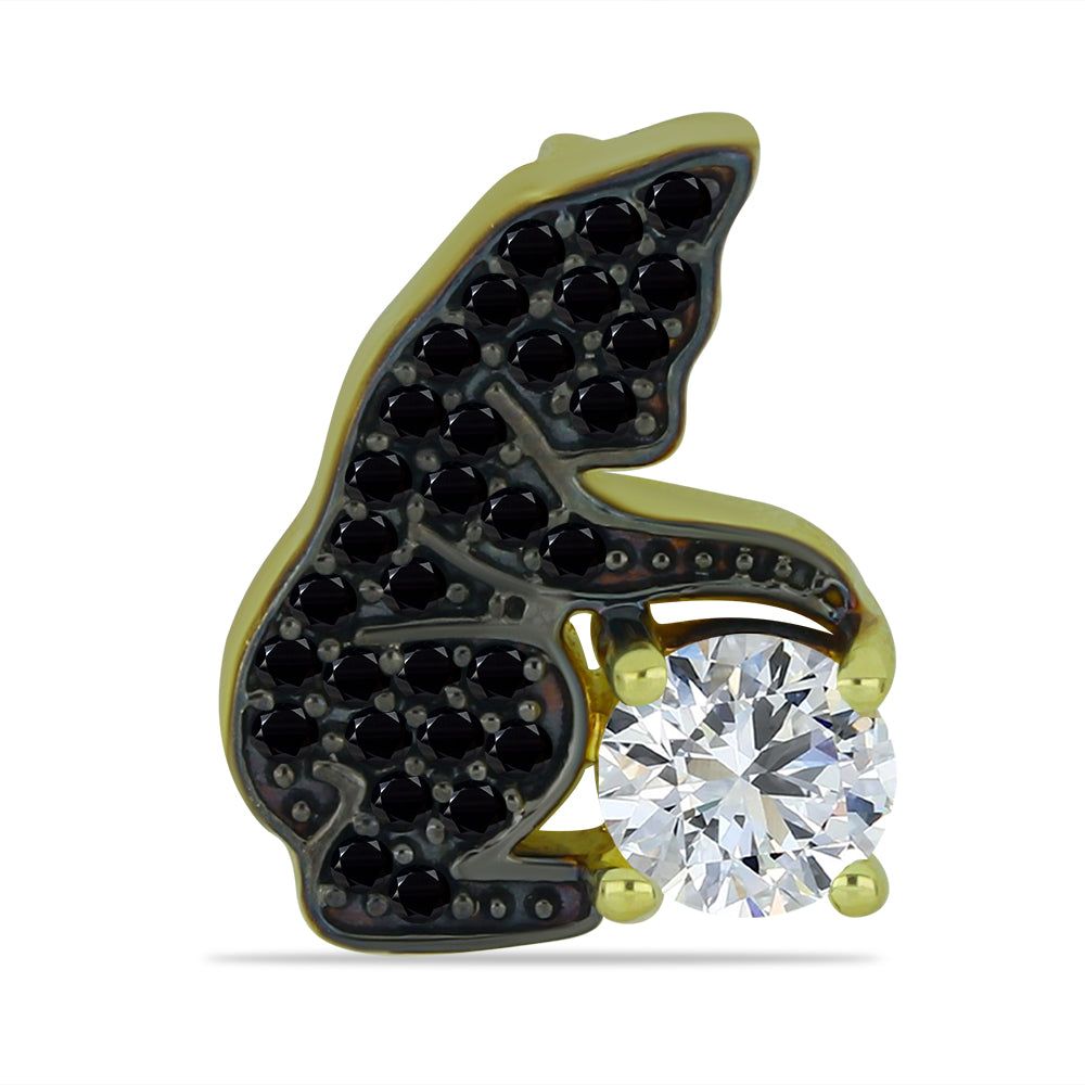 Pandantiv din Argint 925 Placat cu Aur ( 1.81 grame ) cu Spinel Negru și Topaz Alb 0.79 Carate