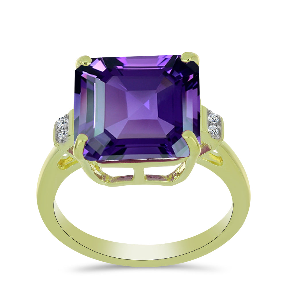 Inel din Argint 925 Placat cu Aur ( 2.64 grame ) cu Ametist Marocan și Topaz Alb 6.77 Carate