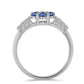 Inel din Argint 925 ( 2.76 grame ) cu Moissanite Albastru Regal cultivat în laborator și Topaz Alb 0.92 Carate