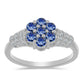 Inel din Argint 925 ( 2.76 grame ) cu Moissanite Albastru Regal cultivat în laborator și Topaz Alb 0.92 Carate