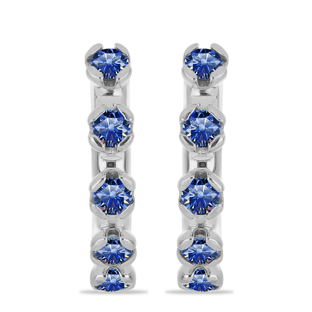Cercei din Argint 925 ( 4.52 grame ) cu Moissanite Albastru Regal cultivat în laborator 1.05 Carate 1 