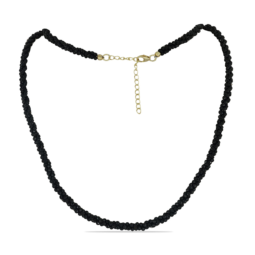 Colier din Argint 925 Placat cu Aur ( 1 grame ) cu Spinel Negru 72.75 Carate 1 