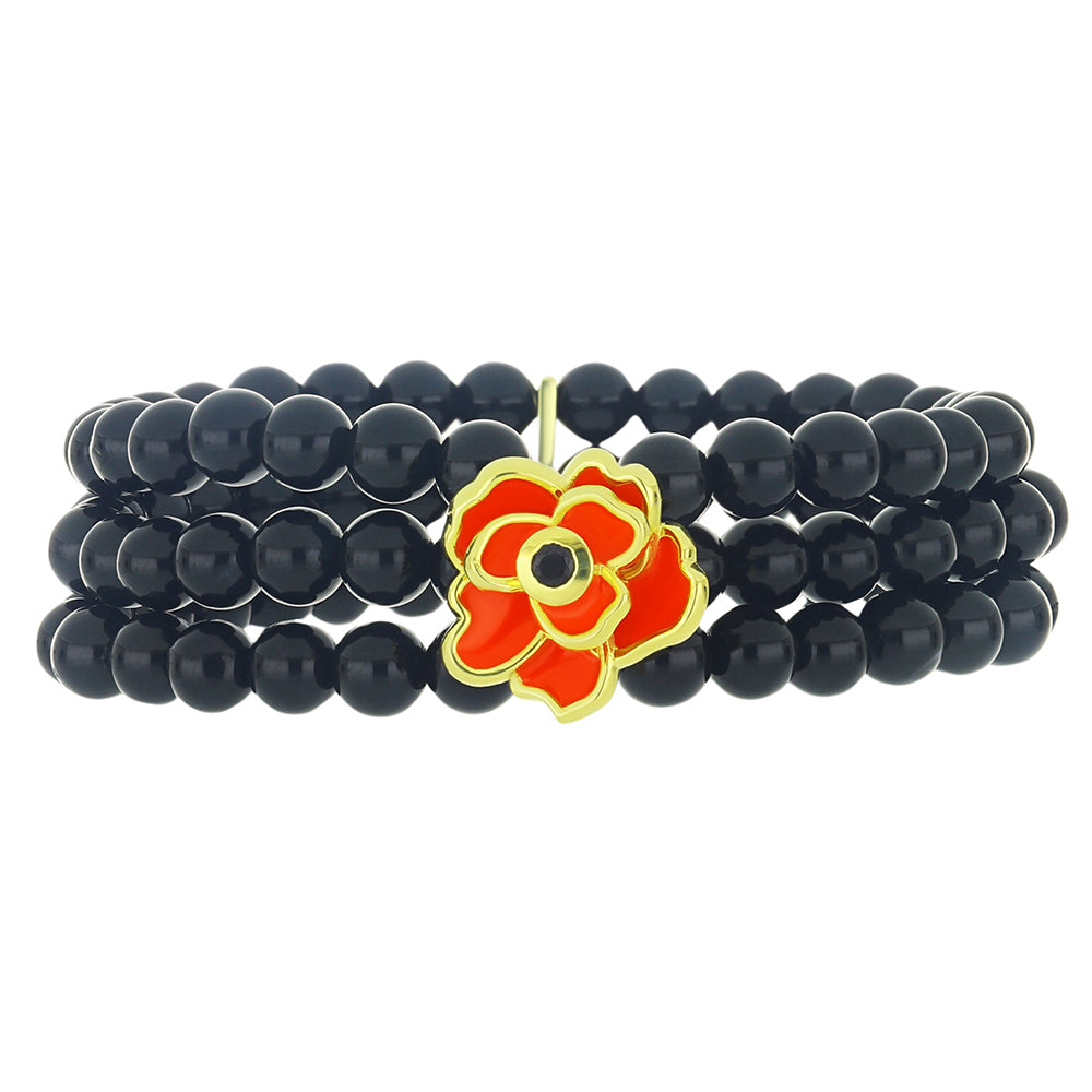 Brățară din Argint 925 Placat cu Aur ( 5.26 grame ) cu Spinel Negru și Email 141.78 Carate