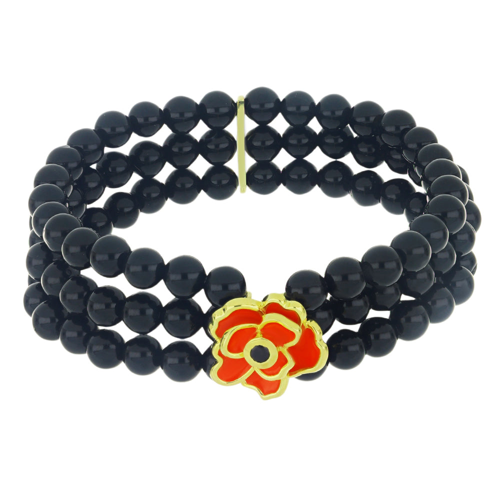 Brățară din Argint 925 Placat cu Aur ( 5.26 grame ) cu Spinel Negru și Email 141.78 Carate