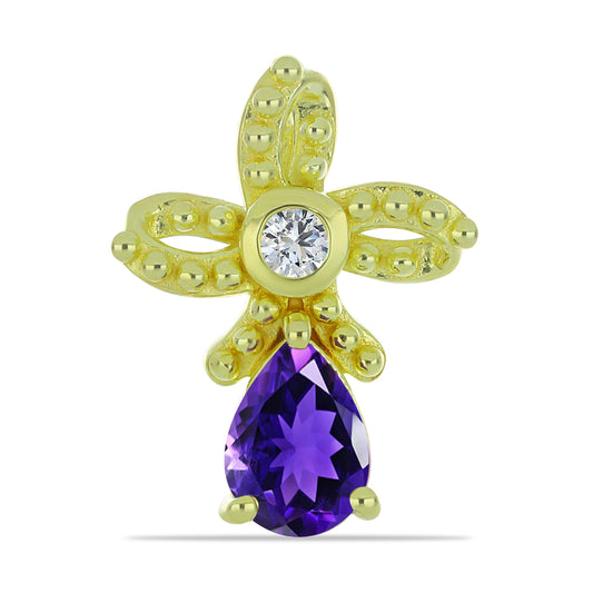 Cercei din Argint 925 Placat cu Aur ( 4.01 grame ) cu Ametist Marocan și Topaz Alb 1.43 Carate