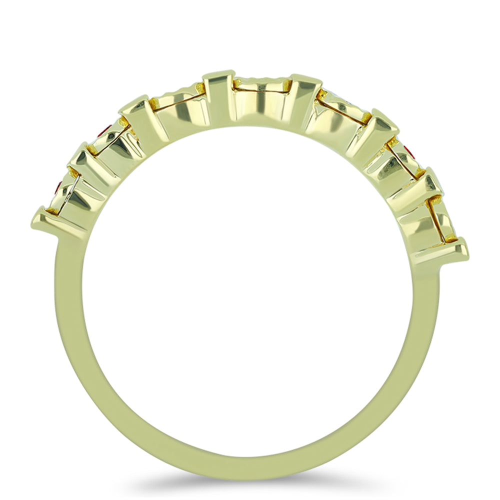 Inel din Argint 925 Placat cu Aur ( 2.41 grame ) cu Diamant Roșu 0.05 Carate 2 