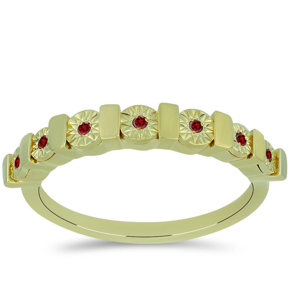 Inel din Argint 925 Placat cu Aur ( 2.41 grame ) cu Diamant Roșu 0.05 Carate