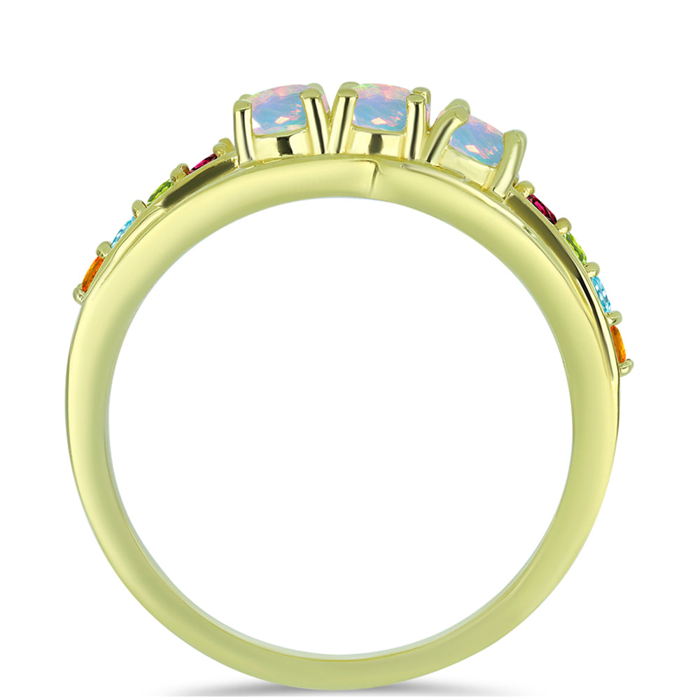 Inel din Argint 925 Placat cu Aur ( 4 grame ) cu Opal Welo și Turmalină Chakra 1.14 Carate 2 