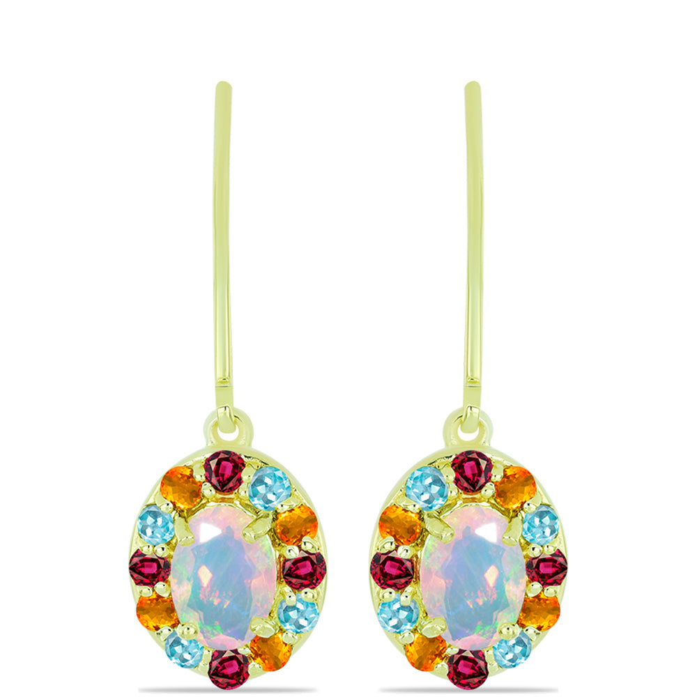 Cercei din Argint 925 Placat cu Aur ( 2.6 grame ) cu Opal Welo și Turmalină Chakra 1.98 Carate