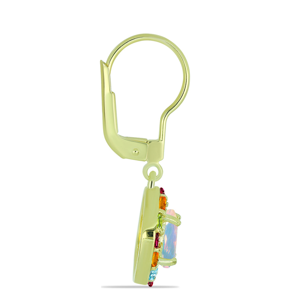 Cercei din Argint 925 Placat cu Aur ( 2.6 grame ) cu Opal Welo și Turmalină Chakra 1.98 Carate 2 