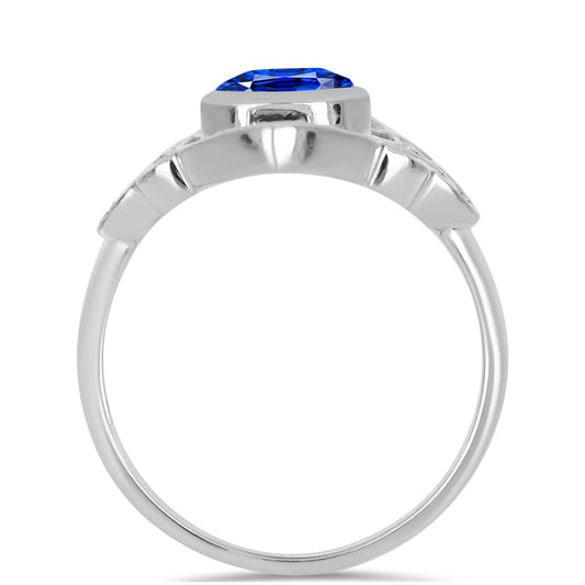 Inel din Argint 925 ( 5.54 grame ) cu Safir Albastru Australian și Topaz Alb 3.9 Carate