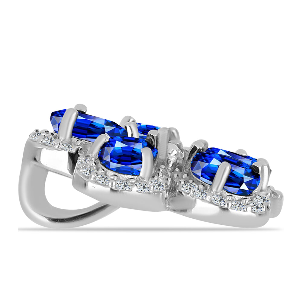 Pandantiv din Argint 925 ( 1.81 grame ) cu Safir Albastru Australian și Topaz Alb 2.05 Carate 2 