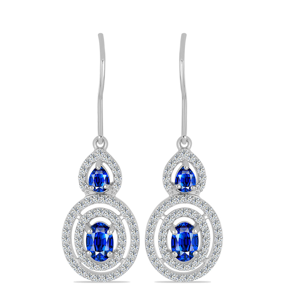 Cercei din Argint 925 ( 3.38 grame ) cu Safir Albastru Australian și Topaz Alb 2.63 Carate 1 