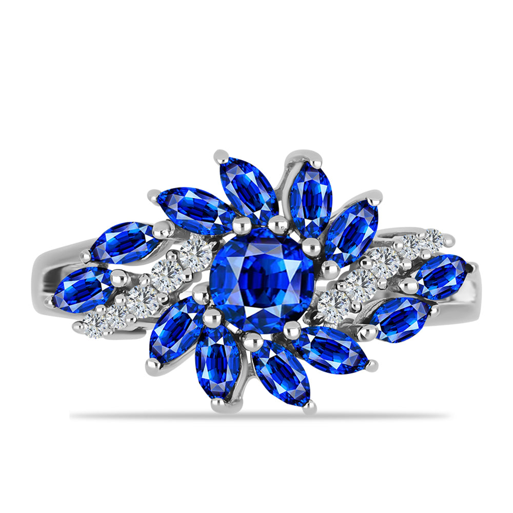 Inel din Argint 925 ( 2.93 grame ) cu Safir Albastru Australian și Topaz Alb 2.34 Carate