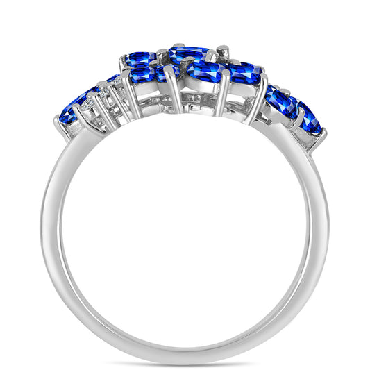 Inel din Argint 925 ( 2.93 grame ) cu Safir Albastru Australian și Topaz Alb 2.34 Carate