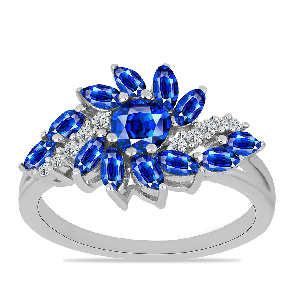 Inel din Argint 925 ( 2.93 grame ) cu Safir Albastru Australian și Topaz Alb 2.34 Carate 3 