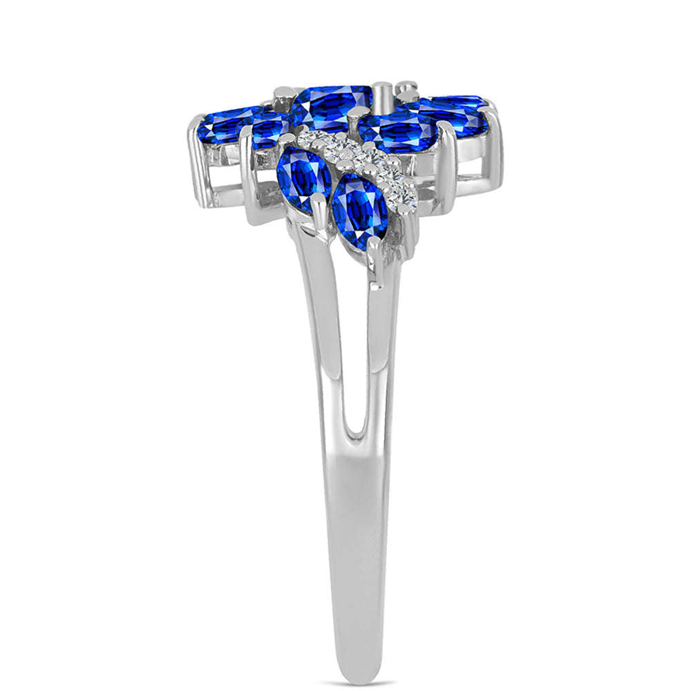 Inel din Argint 925 ( 2.93 grame ) cu Safir Albastru Australian și Topaz Alb 2.34 Carate 4 