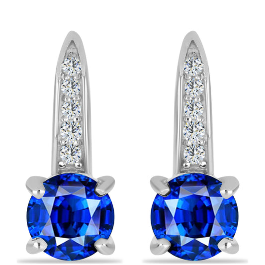 Cercei din Argint 925 ( 3.21 grame ) cu Safir Albastru Australian și Topaz Alb 2.64 Carate