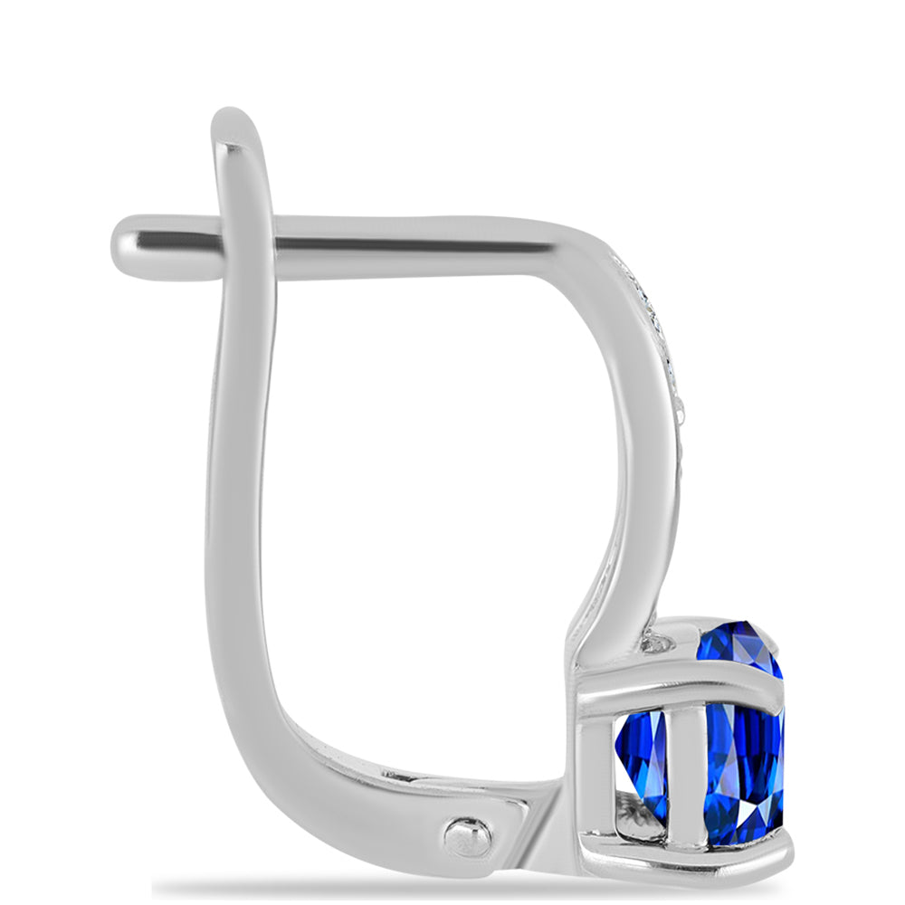 Cercei din Argint 925 ( 3.21 grame ) cu Safir Albastru Australian și Topaz Alb 2.64 Carate 2 