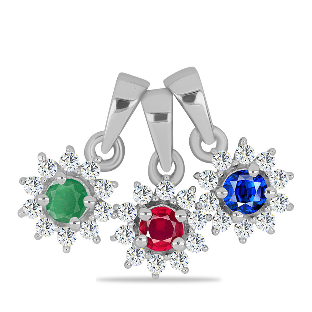 Set din Argint 925 ( 1.42 grame ) cu Rubin Malagasy și Smarald Brazilian 0.79 Carate ( Pandantiv ) 1 