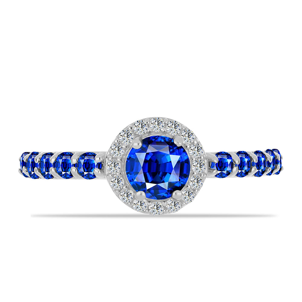 Inel din Argint 925 ( 1.84 grame ) cu Safir Albastru Australian și Topaz Alb 1.39 Carate