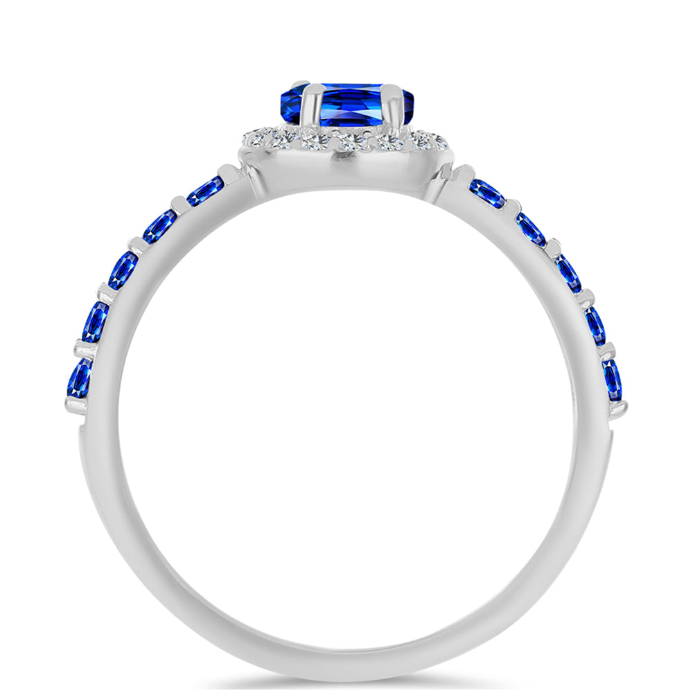 Inel din Argint 925 ( 1.84 grame ) cu Safir Albastru Australian și Topaz Alb 1.39 Carate