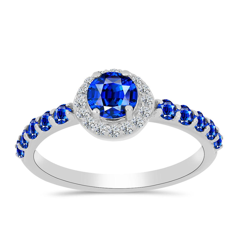 Inel din Argint 925 ( 1.84 grame ) cu Safir Albastru Australian și Topaz Alb 1.39 Carate