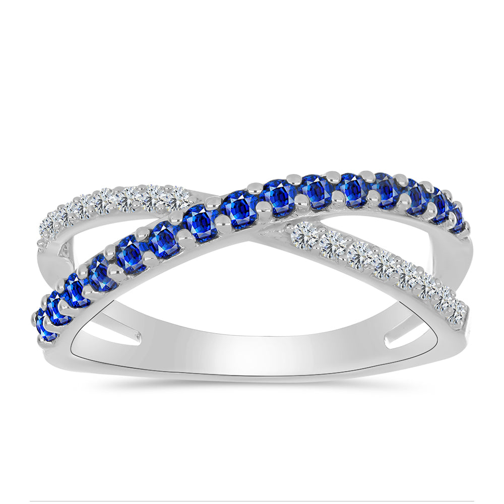 Inel din Argint 925 ( 3 grame ) cu Safir Albastru Australian și Topaz Alb 1.1 Carate