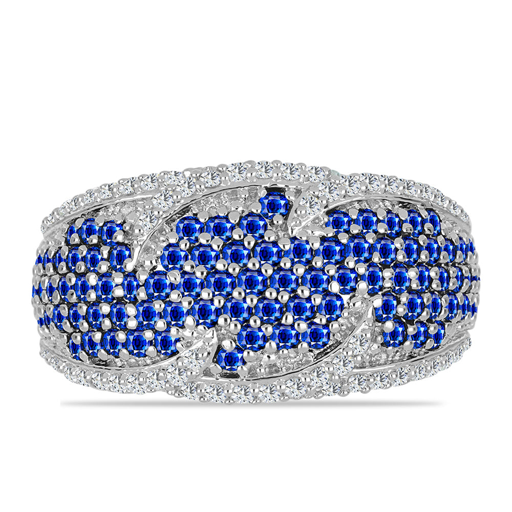 Inel din Argint 925 ( 5.4 grame ) cu Safir Albastru Australian și Topaz Alb 2.06 Carate