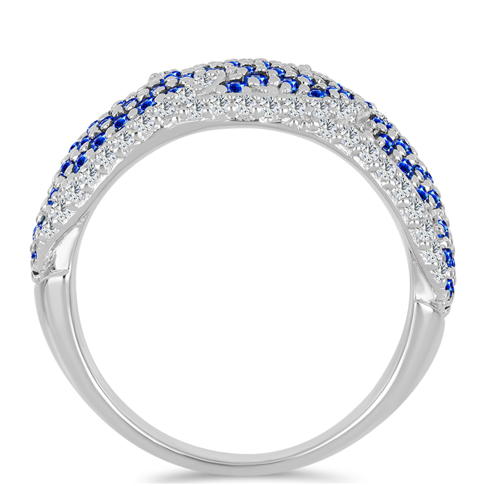 Inel din Argint 925 ( 5.4 grame ) cu Safir Albastru Australian și Topaz Alb 2.06 Carate 2 