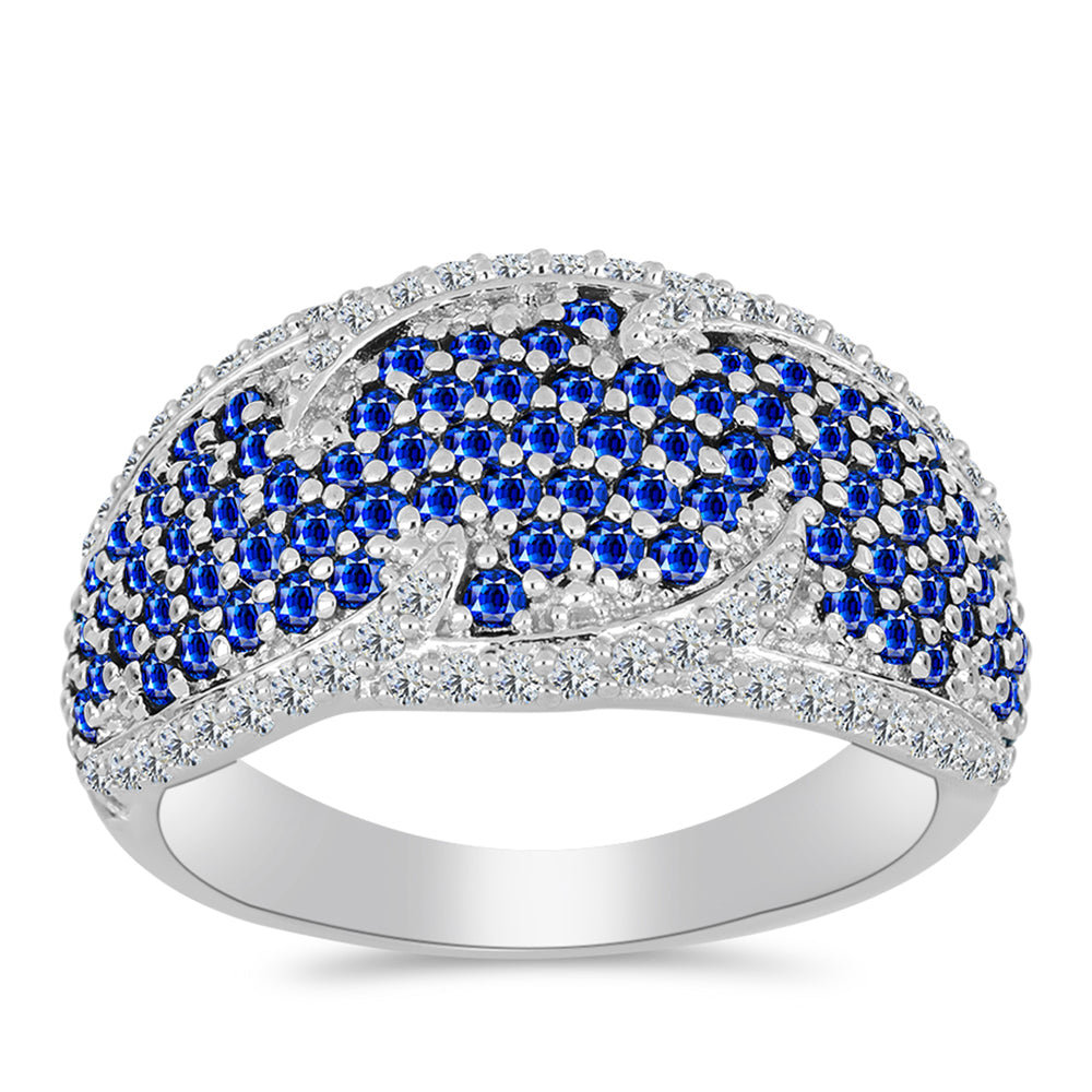 Inel din Argint 925 ( 5.4 grame ) cu Safir Albastru Australian și Topaz Alb 2.06 Carate