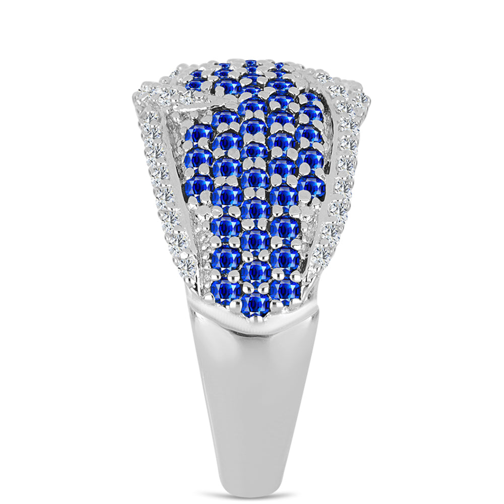 Inel din Argint 925 ( 5.4 grame ) cu Safir Albastru Australian și Topaz Alb 2.06 Carate