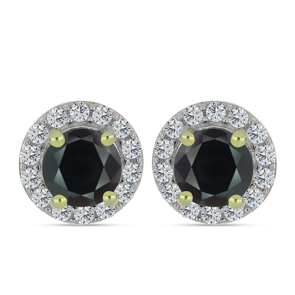 Cercei din Argint 925 Placat cu Aur ( 1.9 grame ) cu Obsidian și Topaz Alb 1.15 Carate