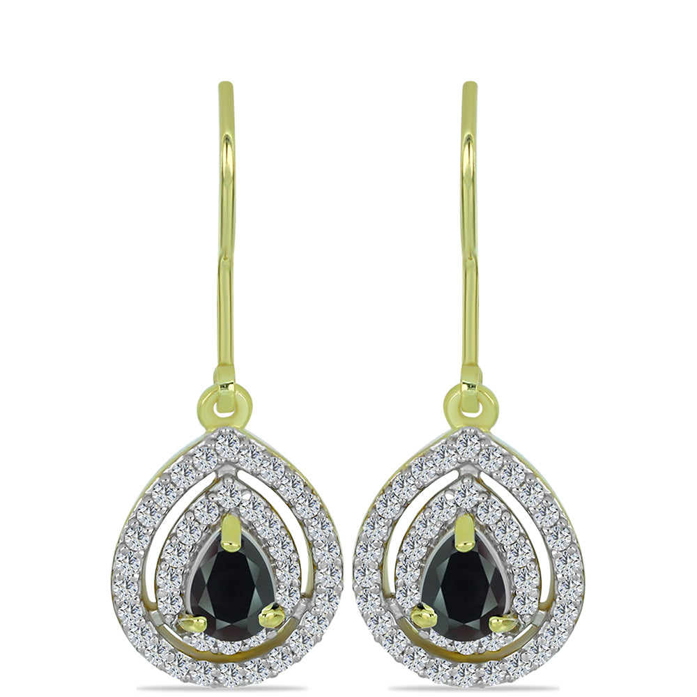 Cercei din Argint 925 Placat cu Aur ( 3.09 grame ) cu Obsidian și Topaz Alb 1.36 Carate