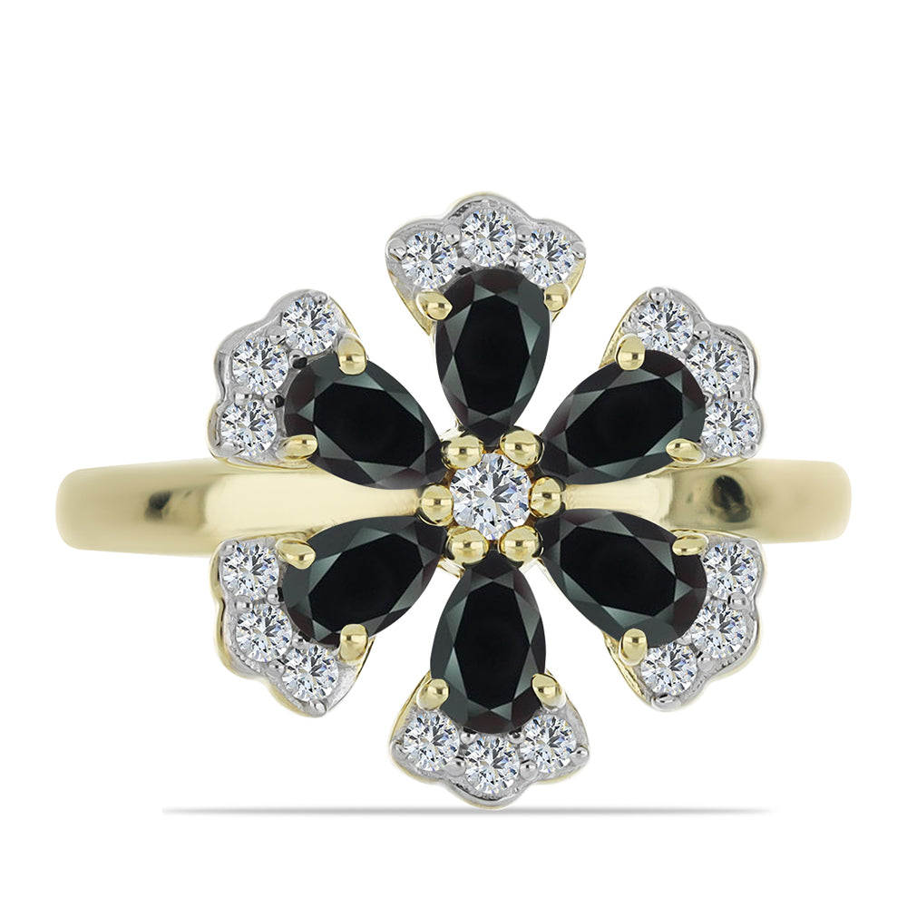 Inel din Argint 925 Placat cu Aur ( 4.36 grame ) cu Obsidian și Topaz Alb 1.49 Carate 1 