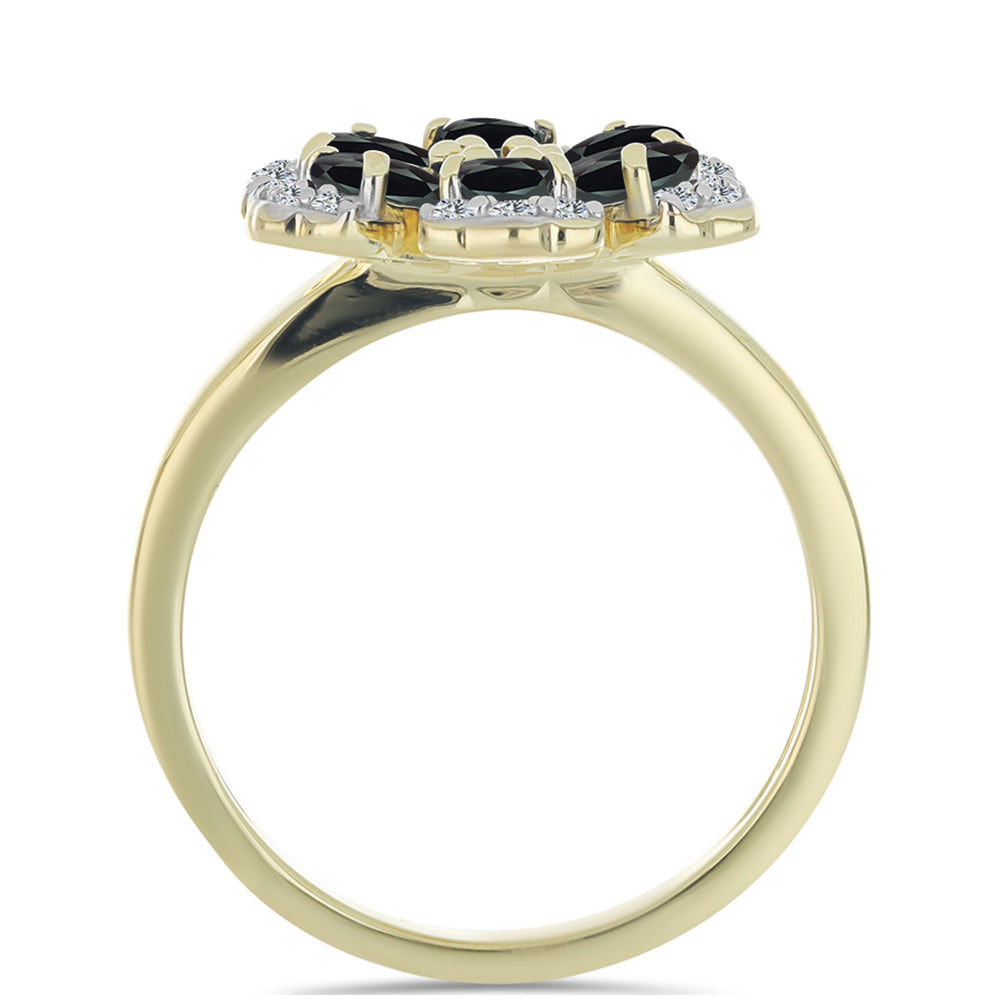 Inel din Argint 925 Placat cu Aur ( 4.36 grame ) cu Obsidian și Topaz Alb 1.49 Carate 2 