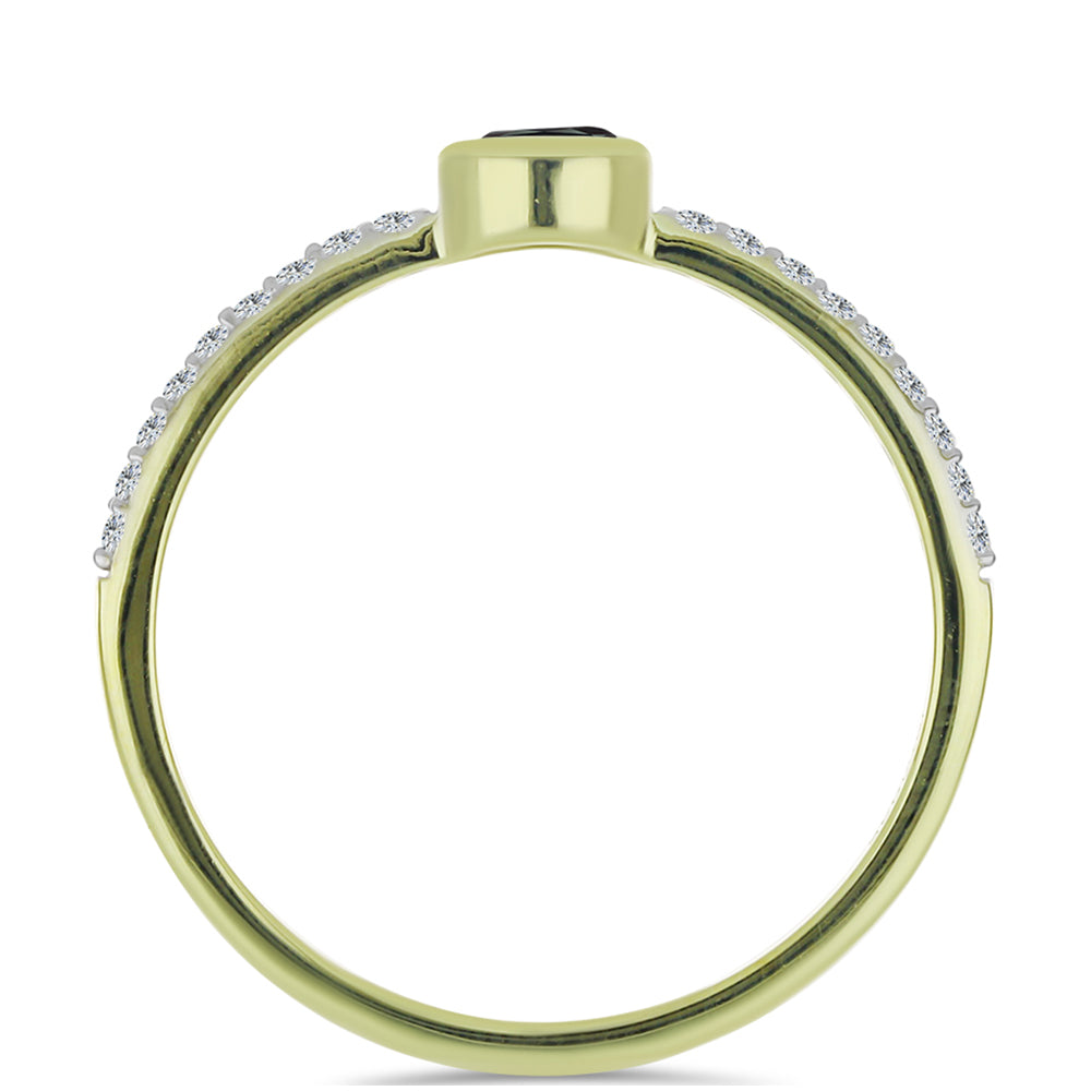 Inel din Argint 925 Placat cu Aur ( 1.4 grame ) cu Obsidian și Topaz Alb 0.35 Carate 2 