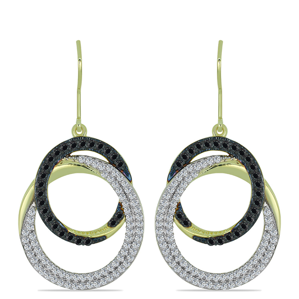 Cercei din Argint 925 Placat cu Aur ( 8.82 grame ) cu Obsidian și Topaz Alb 2.26 Carate 1 