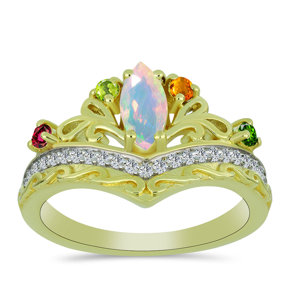 Inel din Argint 925 Placat cu Aur ( 3.83 grame ) cu Opal Welo și Turmalină Chakra 0.77 Carate