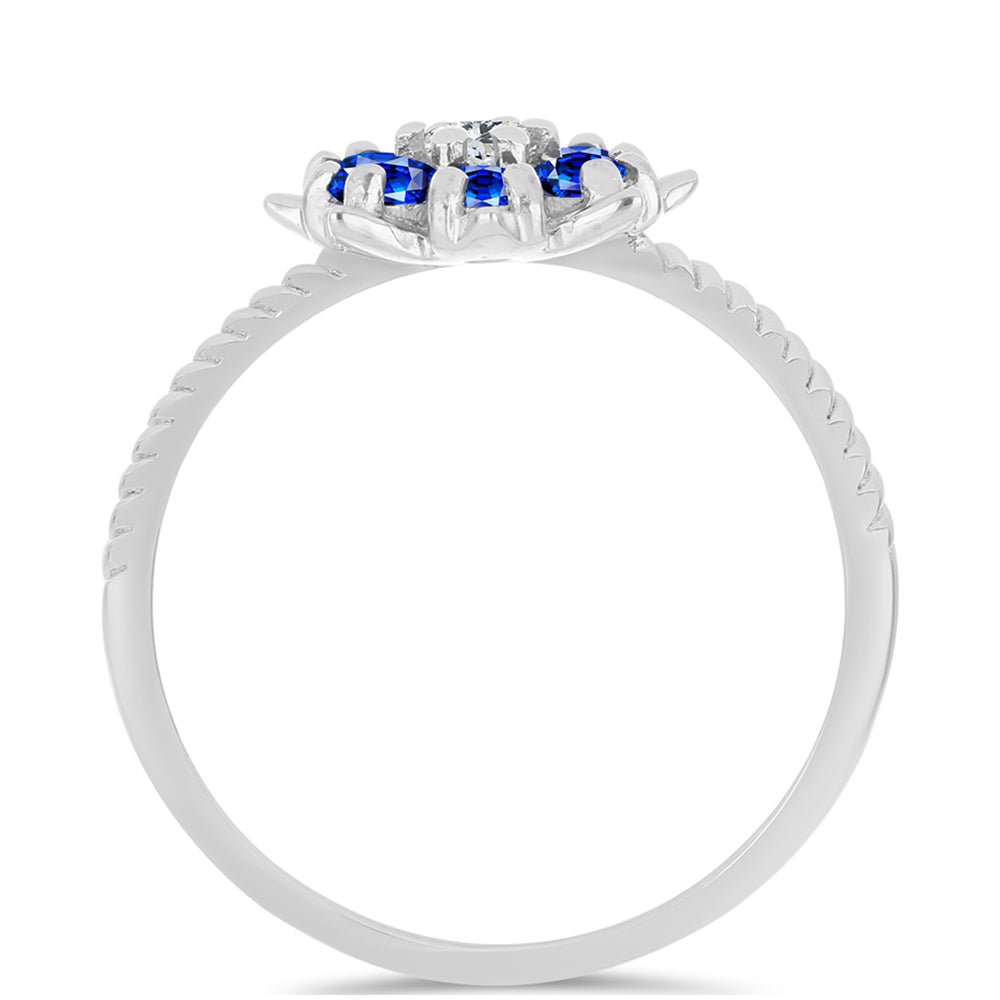 Inel din Argint 925 ( 2.41 grame ) cu Safir Albastru Australian și Topaz Alb 1.06 Carate