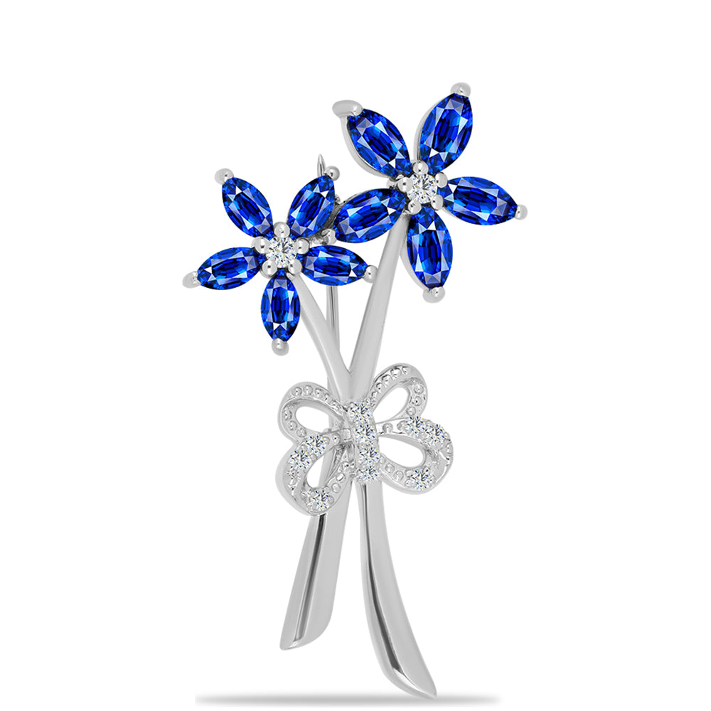 Broşă din Argint 925 ( 4.62 grame ) cu Safir Albastru Australian și Topaz Alb 3.04 Carate 1 