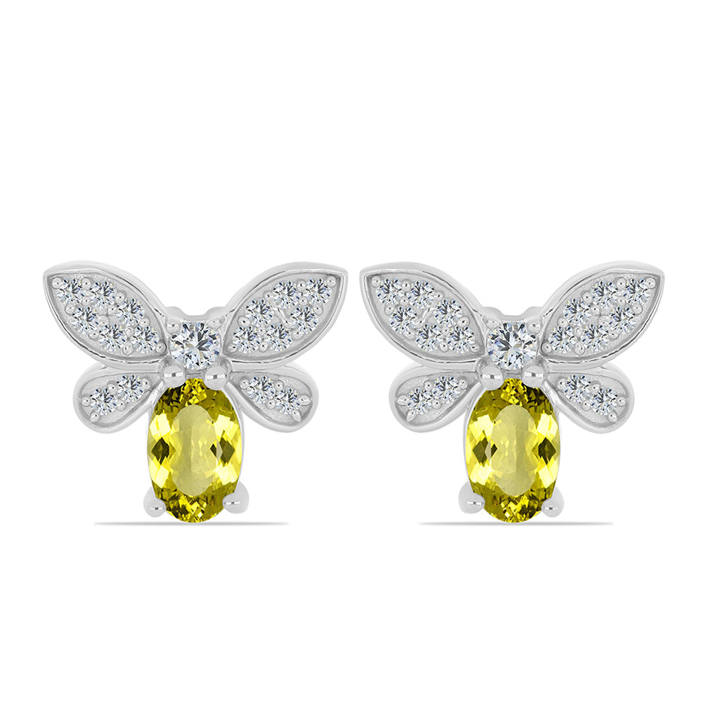 Cercei din Argint 925 ( 2.17 grame ) cu Topaz Galben și Topaz Alb 1.11 Carate