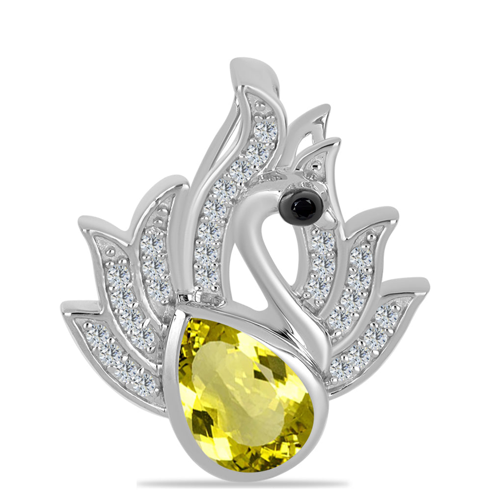 Pandantiv din Argint 925 ( 3.06 grame ) cu Topaz Galben și Obsidian 1.92 Carate