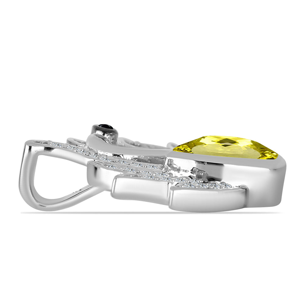 Pandantiv din Argint 925 ( 3.06 grame ) cu Topaz Galben și Obsidian 1.92 Carate