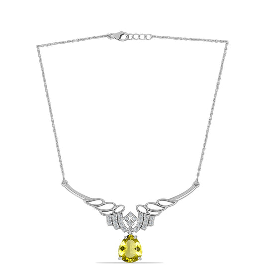 Colier din Argint 925 ( 7.31 grame ) cu Topaz Galben și Topaz Alb 3.69 Carate