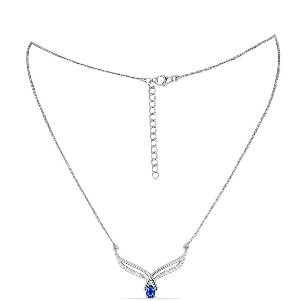 Colier din Argint 925 ( 4.18 grame ) cu Safir Albastru Australian și Topaz Alb 0.77 Carate 1 