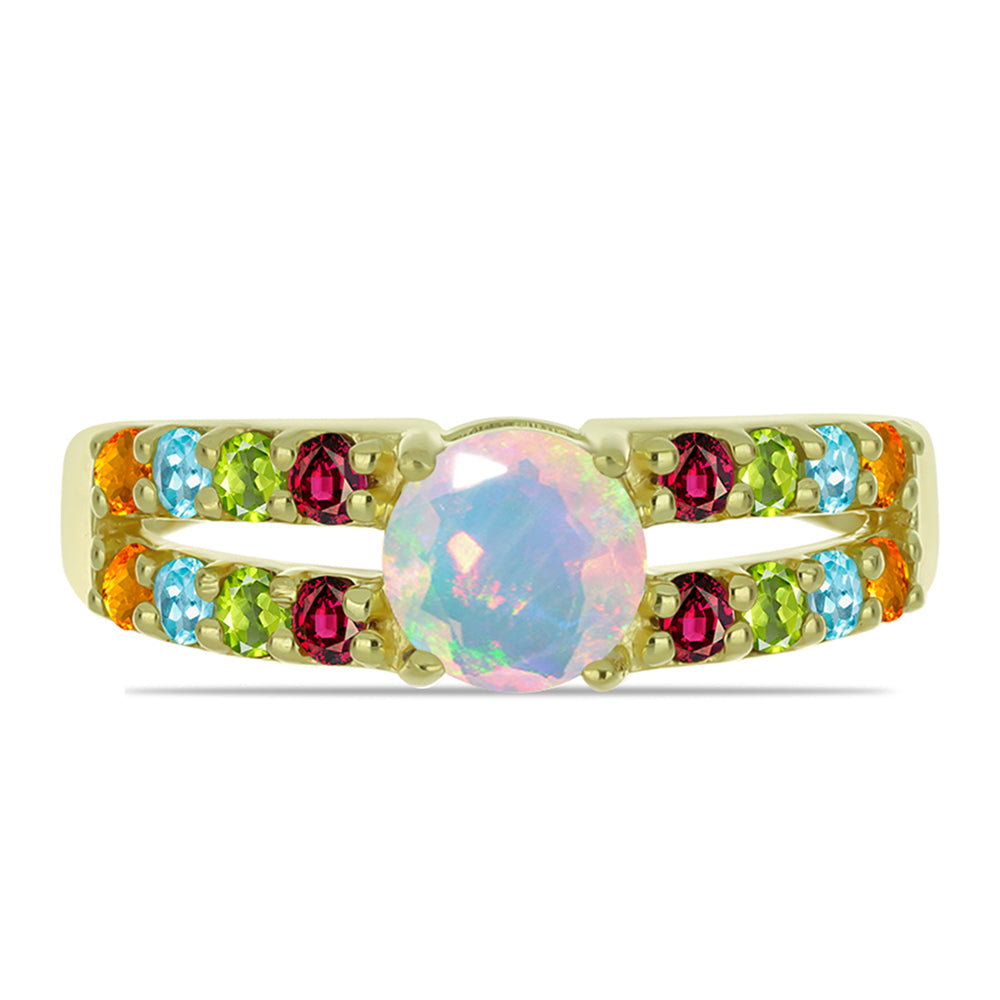 Inel din Argint 925 Placat cu Aur ( 2.46 grame ) cu Opal Welo și Turmalină Chakra 1.2 Carate 2 