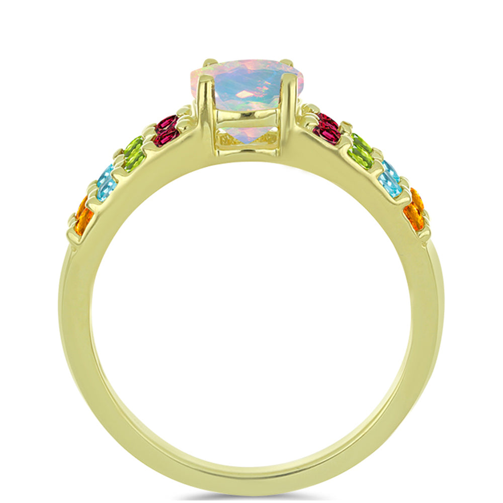 Inel din Argint 925 Placat cu Aur ( 2.46 grame ) cu Opal Welo și Turmalină Chakra 1.2 Carate