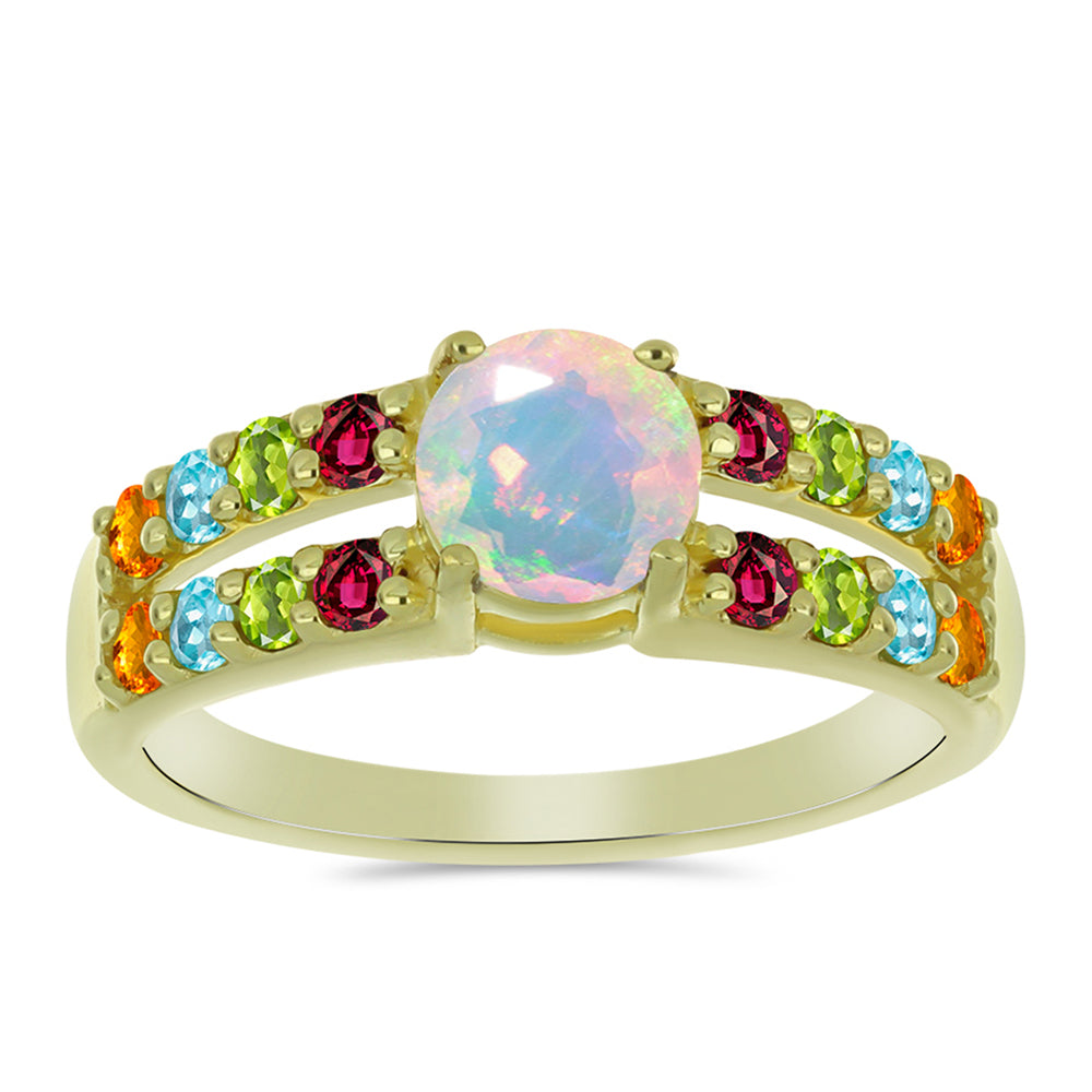 Inel din Argint 925 Placat cu Aur ( 2.46 grame ) cu Opal Welo și Turmalină Chakra 1.2 Carate 1 